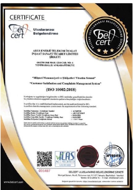 ISO 10002 Müşteri Memnuniyeti Sertifikası