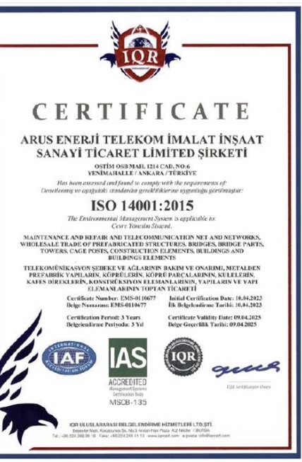 ISO 14001 Çevre Yönetim Sistemi Sertifikası