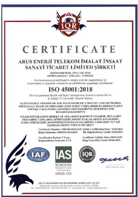 ISO 45001 İş Sağlığı ve Güvenliği Sertifikası